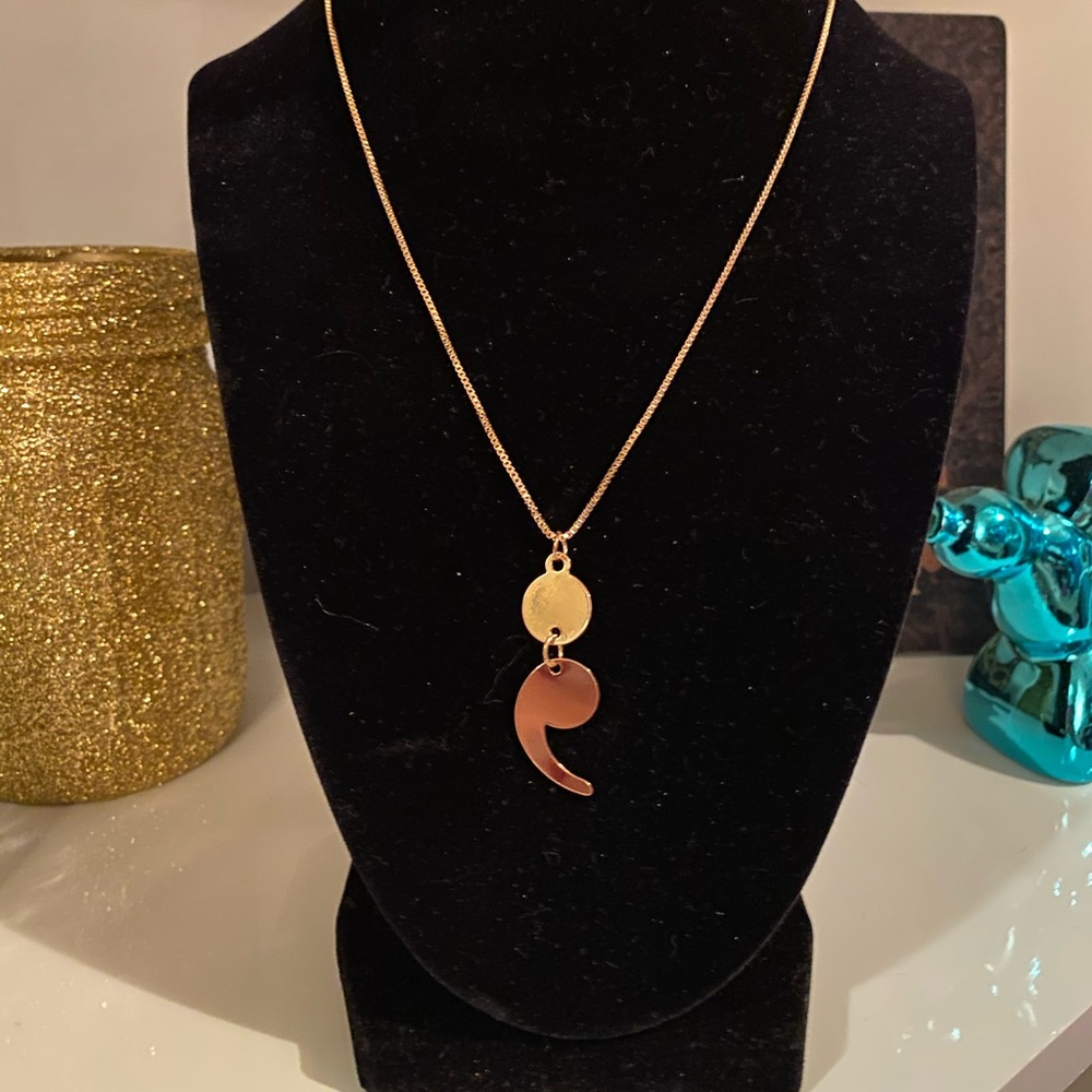 Stainless steel Rose Gold Semi Colon Necklace